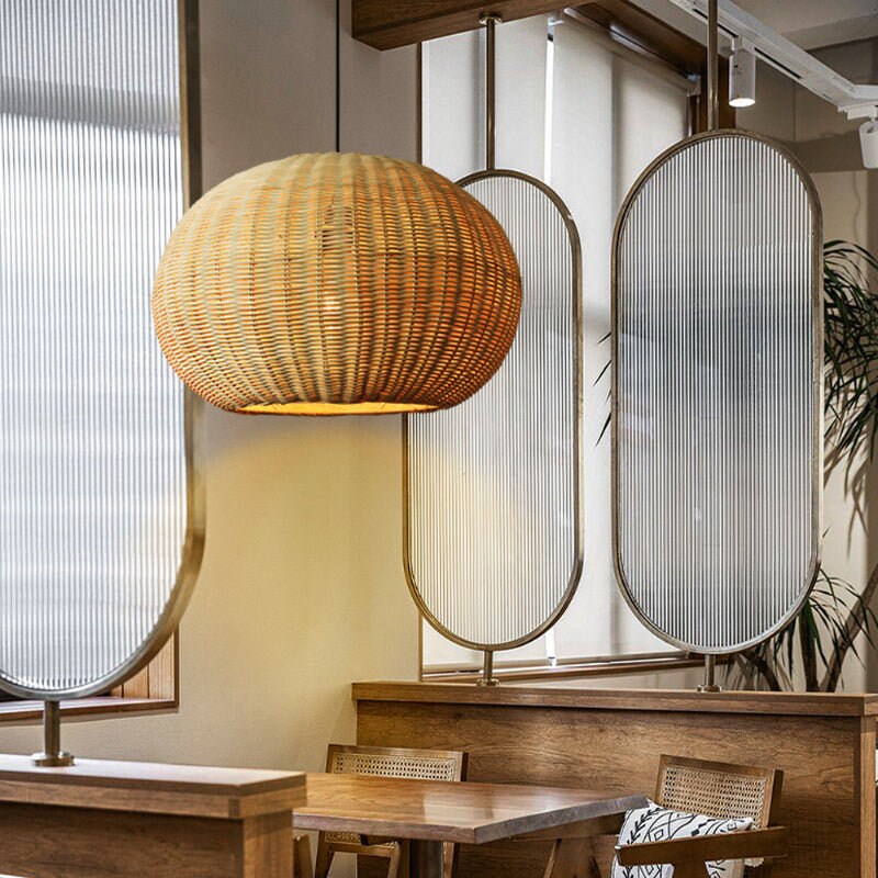 Nordic Rattan Handmade Pendant Lampshades for Kitchen Island