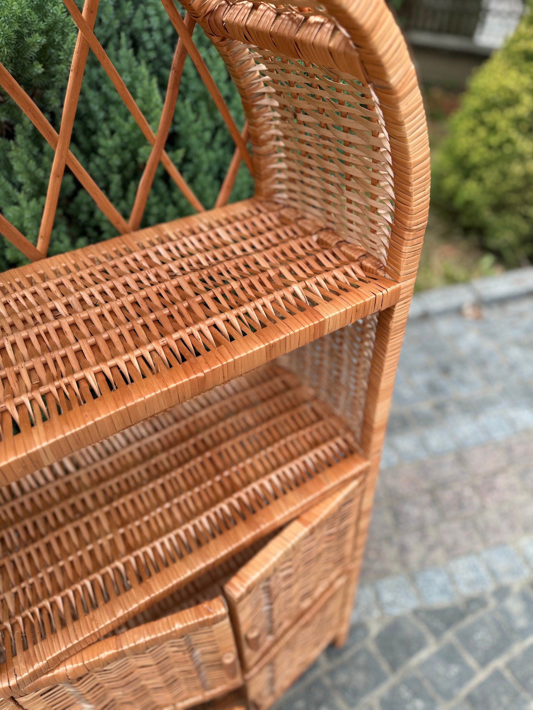 Wicker Shelf, Storage shelf, Bookshelf, Plant shelf, Rattan shelf